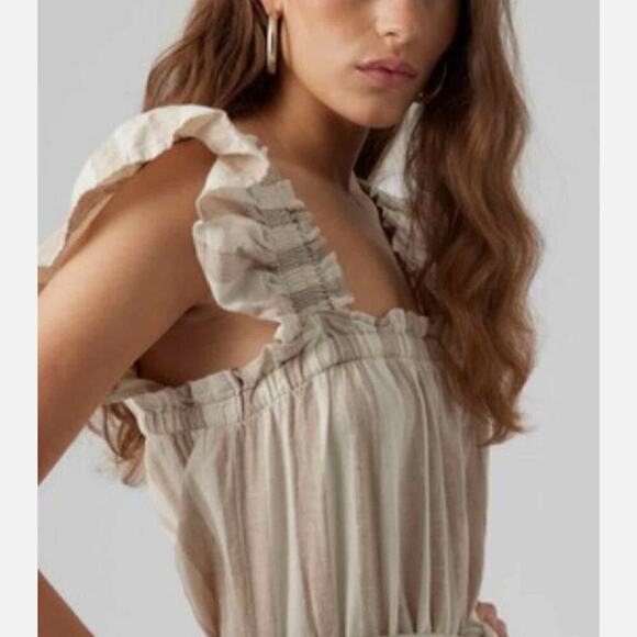 VERO MODA Belted Linen Blend Stripe Jumpsuit Size XL - Picture 9 of 9